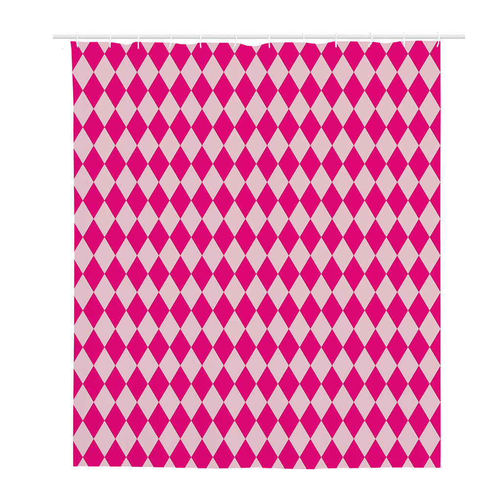 Pink Harlequin Pattern Print Polyester Shower Curtain