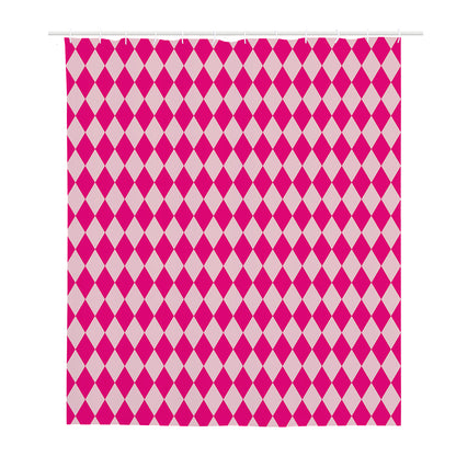 Pink Harlequin Pattern Print Polyester Shower Curtain