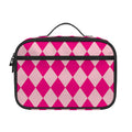 Pink Harlequin Pattern Print Portable Lunch Bag