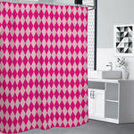 Pink Harlequin Pattern Print Premium Shower Curtain