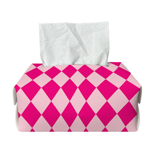 Pink Harlequin Pattern Print Rectangle Tissue Box Cover