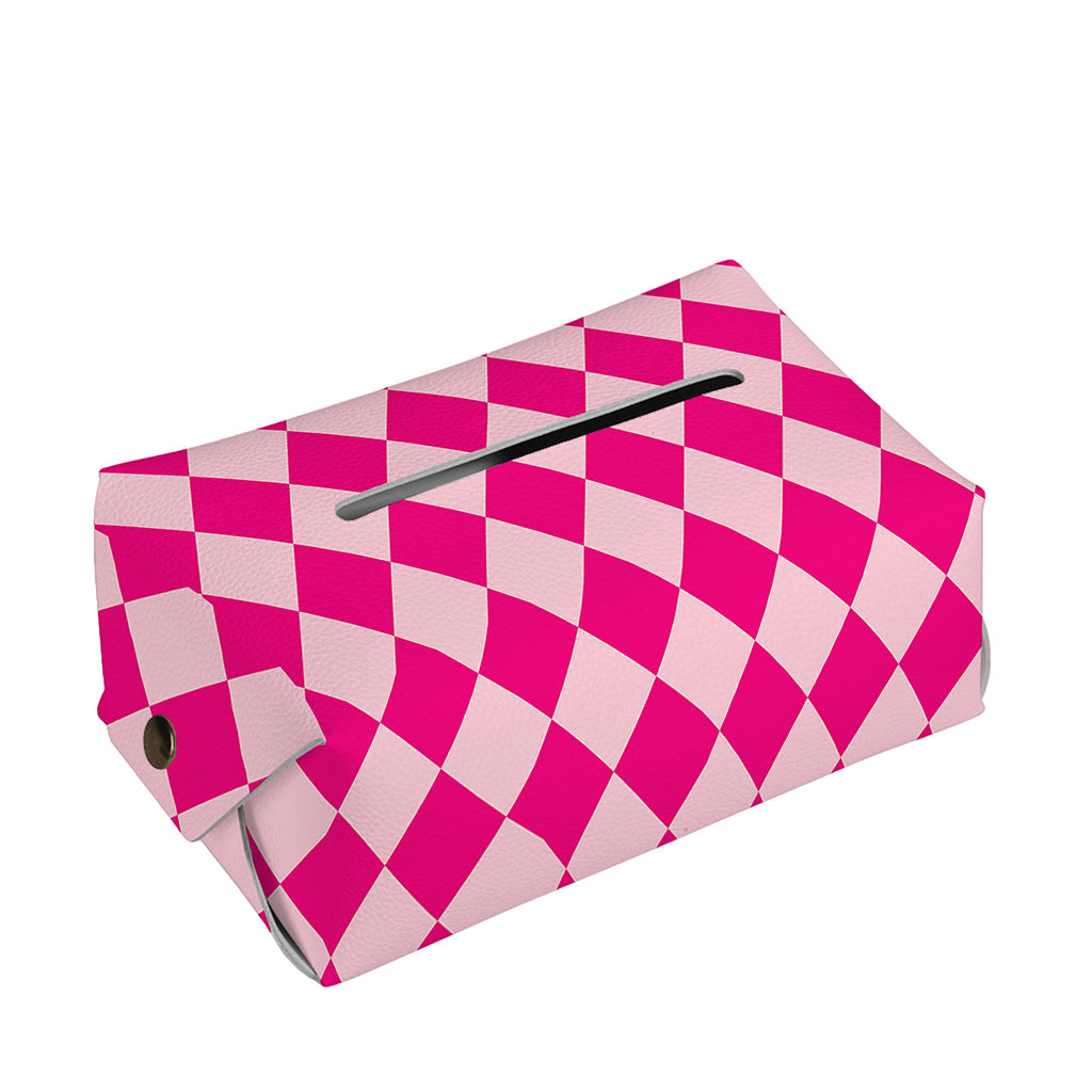 Pink Harlequin Pattern Print Rectangle Tissue Box Cover