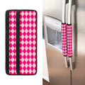 Pink Harlequin Pattern Print Refrigerator Handle Covers