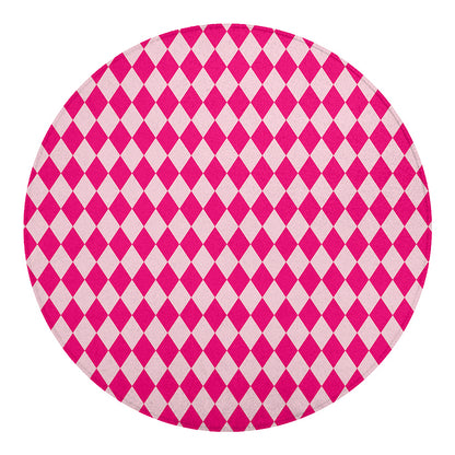 Pink Harlequin Pattern Print Round Blanket