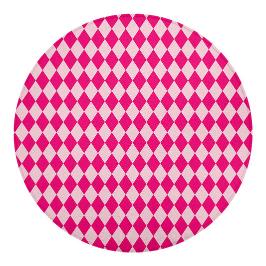 Pink Harlequin Pattern Print Round Blanket