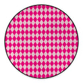 Pink Harlequin Pattern Print Round Floor Mat