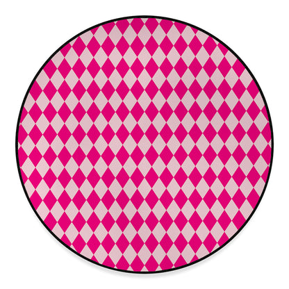 Pink Harlequin Pattern Print Round Floor Mat