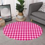 Pink Harlequin Pattern Print Round Rug