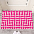Pink Harlequin Pattern Print Rubber Doormat