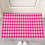 Pink Harlequin Pattern Print Rubber Doormat