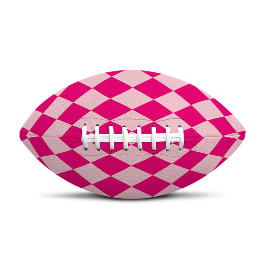 Pink Harlequin Pattern Print Rugby Ball
