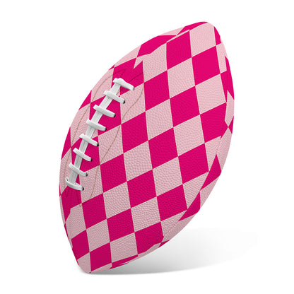 Pink Harlequin Pattern Print Rugby Ball