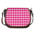 Pink Harlequin Pattern Print Saddle Bag