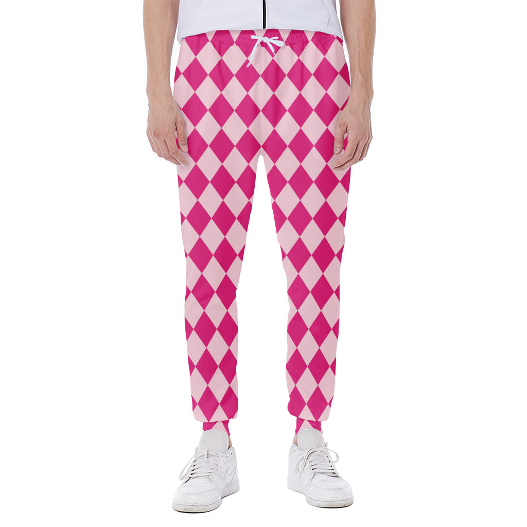 Pink Harlequin Pattern Print Scuba Joggers