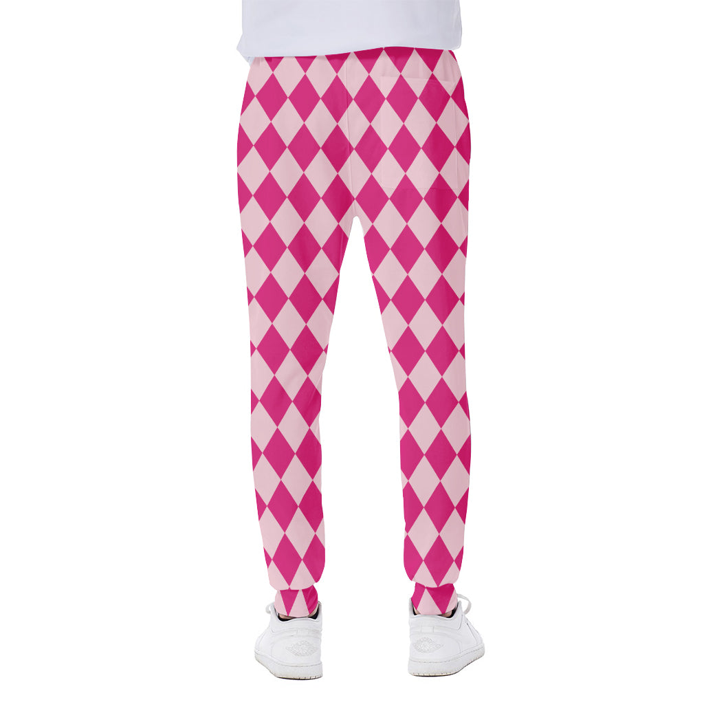 Pink Harlequin Pattern Print Scuba Joggers