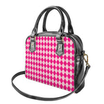 Pink Harlequin Pattern Print Shoulder Handbag