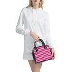 Pink Harlequin Pattern Print Shoulder Handbag