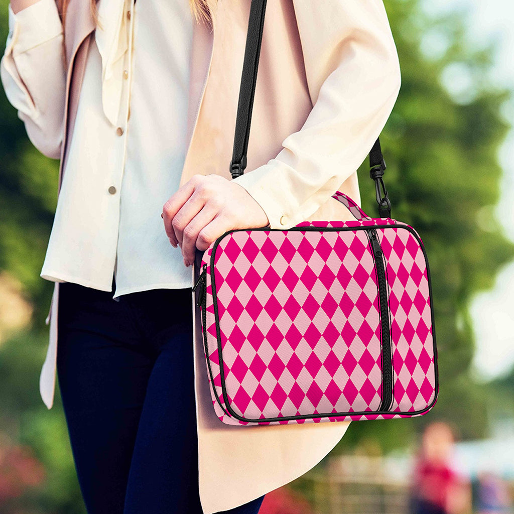 Pink Harlequin Pattern Print Shoulder Strap Bible Bag