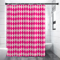 Pink Harlequin Pattern Print Shower Curtain