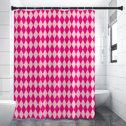 Pink Harlequin Pattern Print Shower Curtain