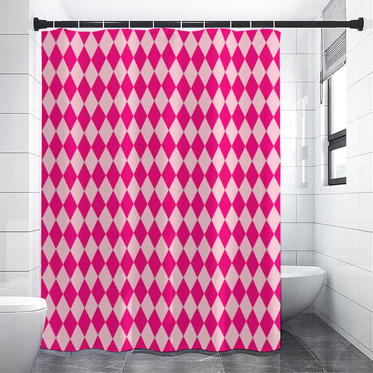 Pink Harlequin Pattern Print Shower Curtain