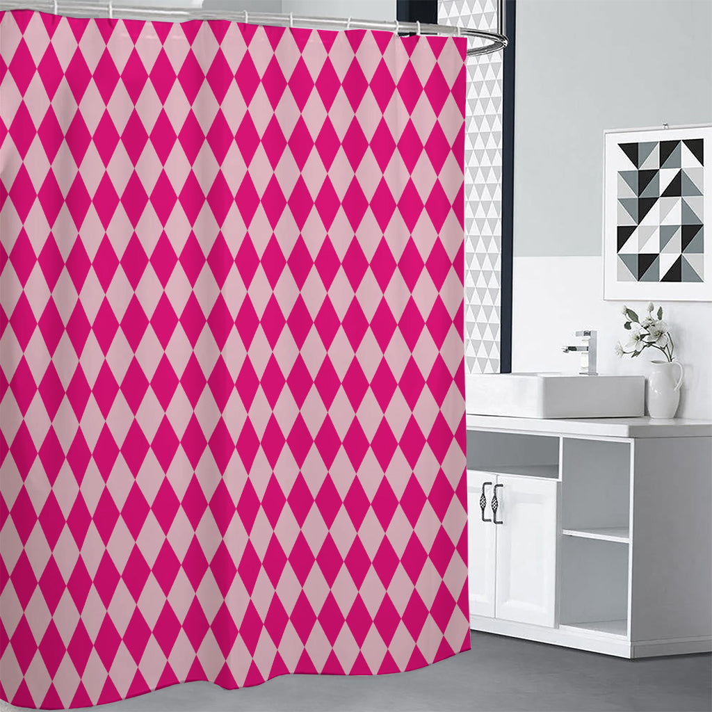 Pink Harlequin Pattern Print Shower Curtain