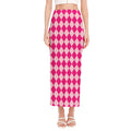 Pink Harlequin Pattern Print Side Slit Maxi Skirt