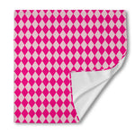 Pink Harlequin Pattern Print Silk Bandana