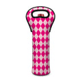 Pink Harlequin Pattern Print Single Neoprene Wine Tote