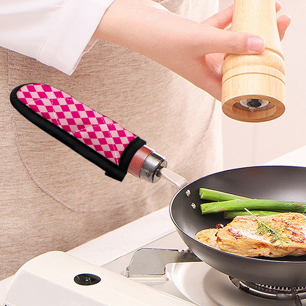 Pink Harlequin Pattern Print Skillet Handle Cover