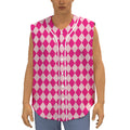 Pink Harlequin Pattern Print Sleeveless Baseball Jersey