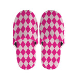 Pink Harlequin Pattern Print Slippers