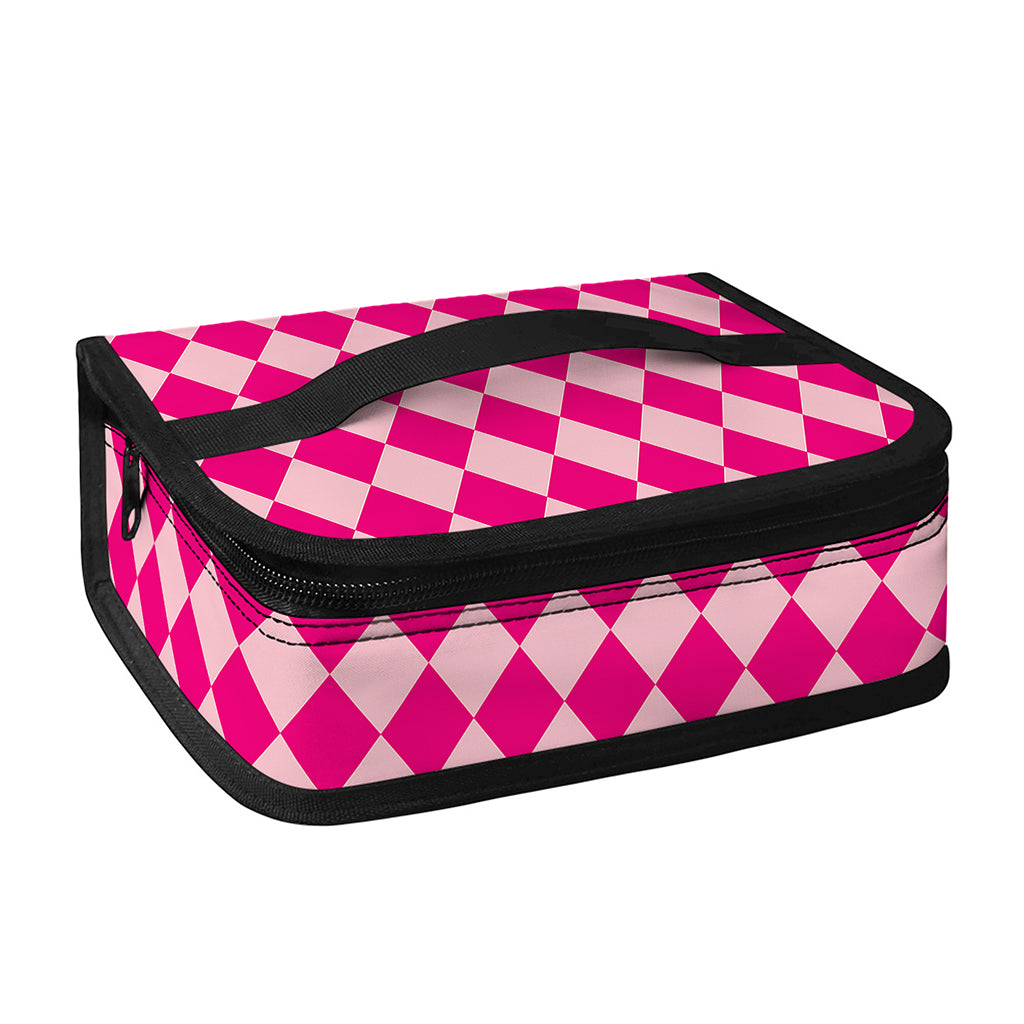 Pink Harlequin Pattern Print Small Lunch Bag