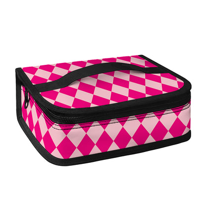 Pink Harlequin Pattern Print Small Lunch Bag