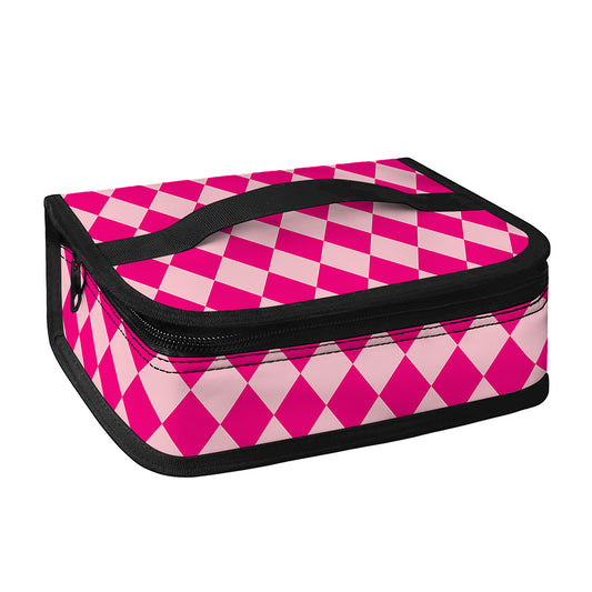 Pink Harlequin Pattern Print Small Lunch Bag