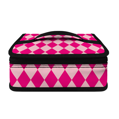 Pink Harlequin Pattern Print Small Lunch Bag