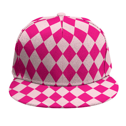 Pink Harlequin Pattern Print Snapback Cap