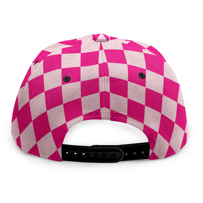 Pink Harlequin Pattern Print Snapback Cap