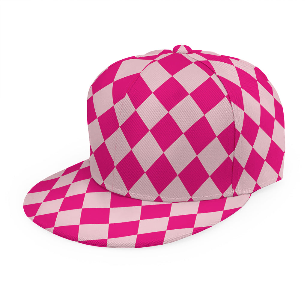 Pink Harlequin Pattern Print Snapback Cap