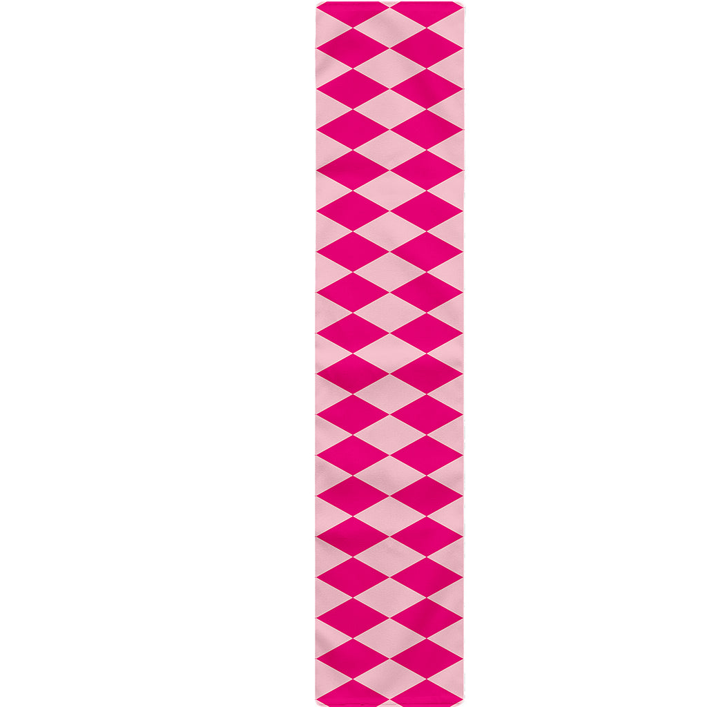Pink Harlequin Pattern Print Table Runner