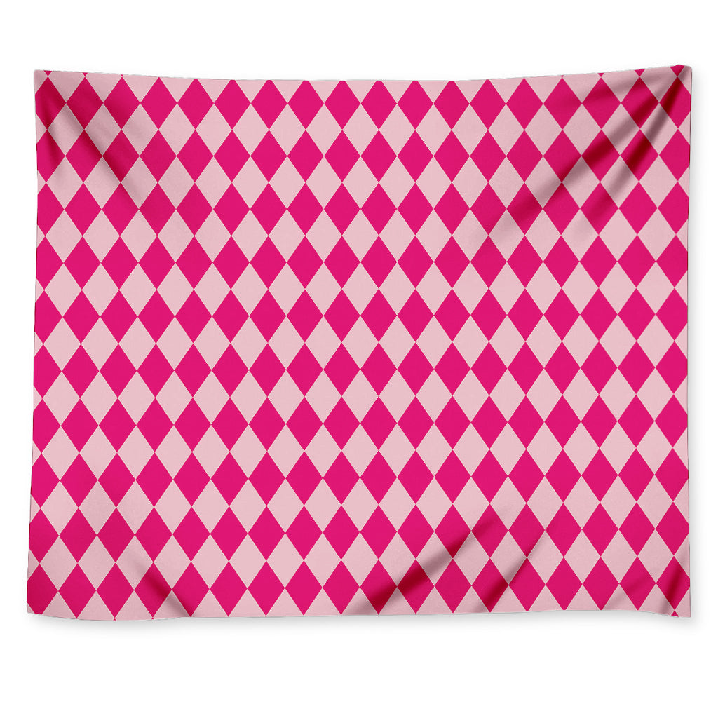 Pink Harlequin Pattern Print Tapestry