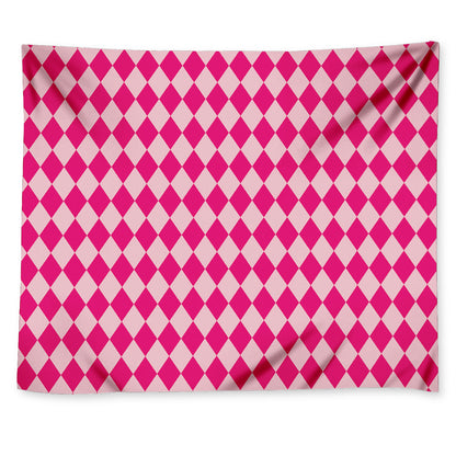Pink Harlequin Pattern Print Tapestry