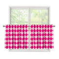 Pink Harlequin Pattern Print Tier Curtains