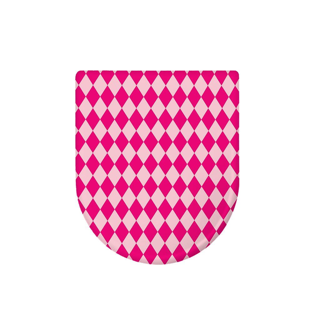 Pink Harlequin Pattern Print Toilet Lid Cover