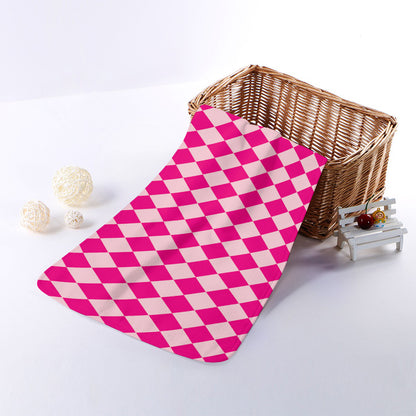 Pink Harlequin Pattern Print Towel