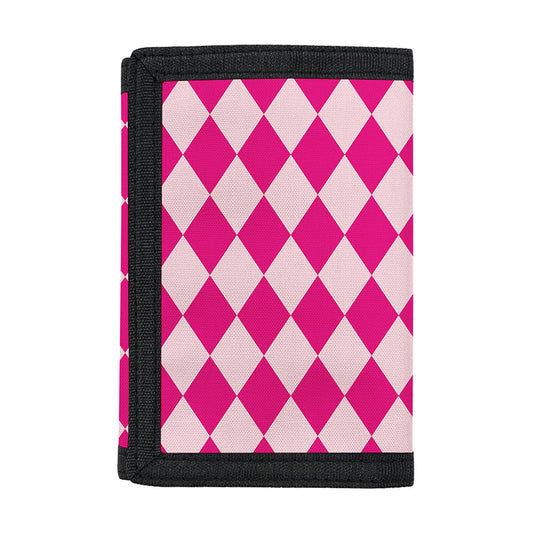 Pink Harlequin Pattern Print Trifold Wallet