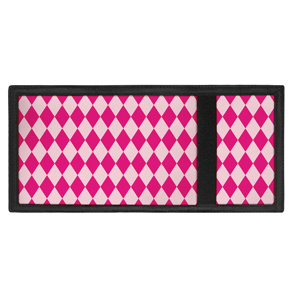 Pink Harlequin Pattern Print Trifold Wallet