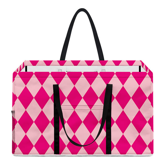 Pink Harlequin Pattern Print Utility Tote Bag