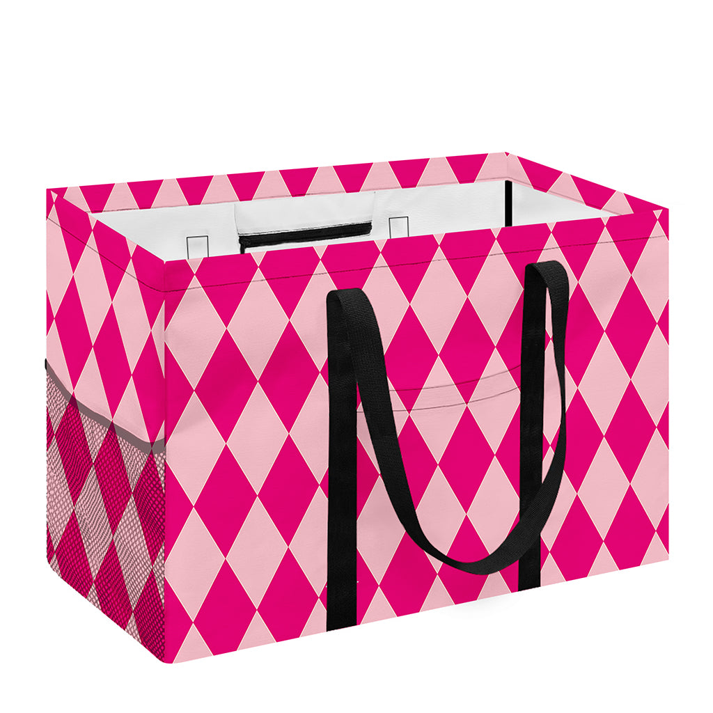 Pink Harlequin Pattern Print Utility Tote Bag