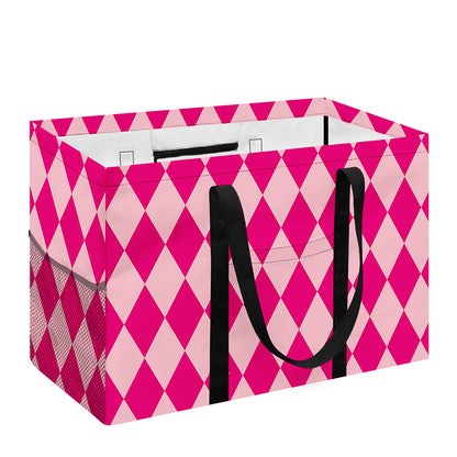 Pink Harlequin Pattern Print Utility Tote Bag